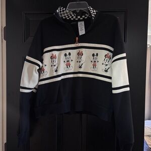 Her universe Disney parks cropped Minnie and Mickey sweatshirt half zip